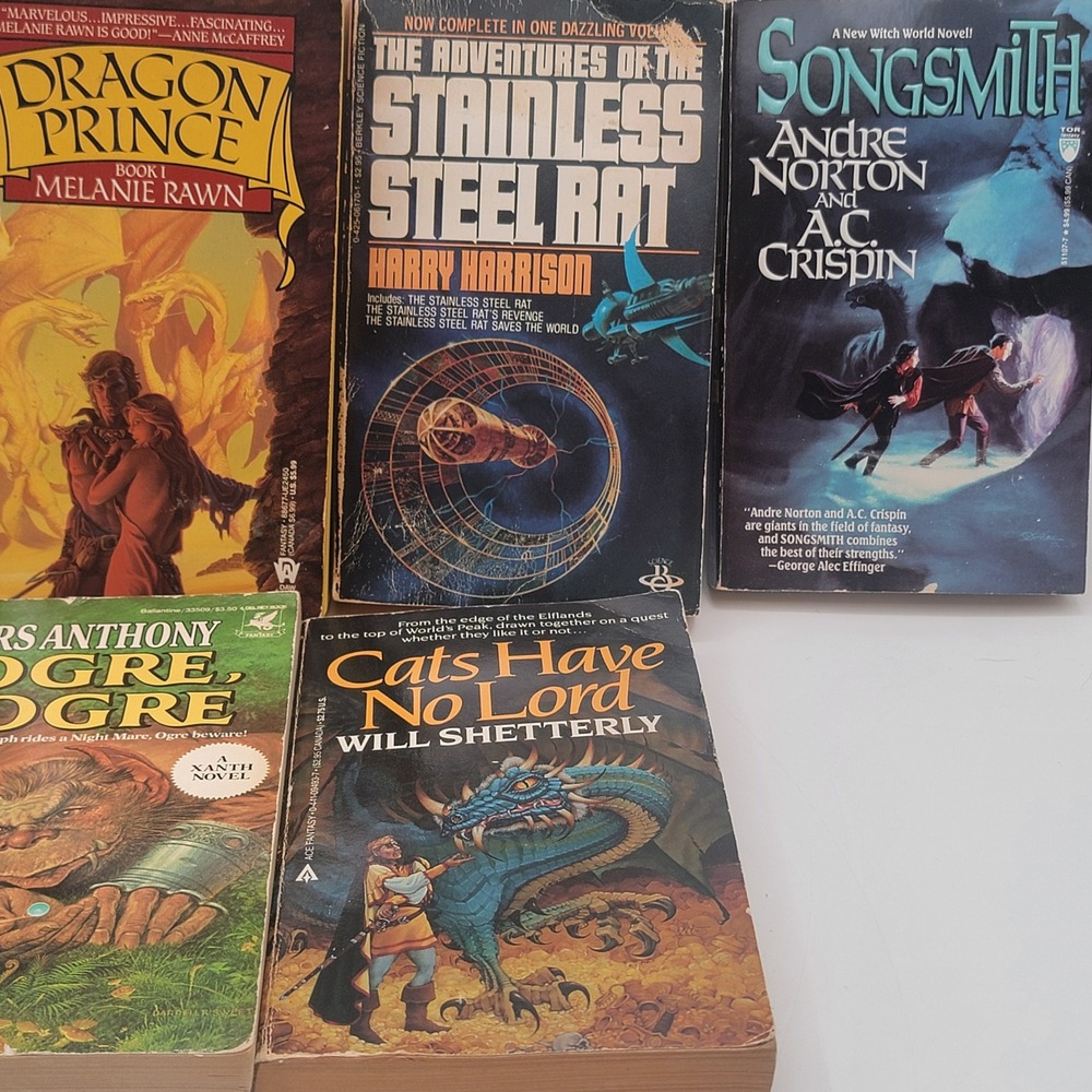 Various Sci-Fi Fantasy 7 Book Lot Paperback 80s 90s Anthony Norton Harrison Good - Picture 3 of 11